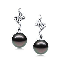 9-10mm Perla Tahití Pendientes in Perlas Tentación Negro