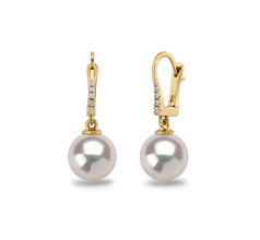 8-9mm Perla de Agua Dulce Pendientes in Sparkle Blanco